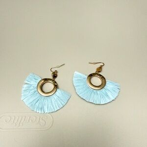 Light Blue Tassel Hoop Earrings paper detail